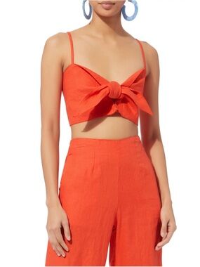 Faithfull the Brand Red/Orange Linen Crop and Pants